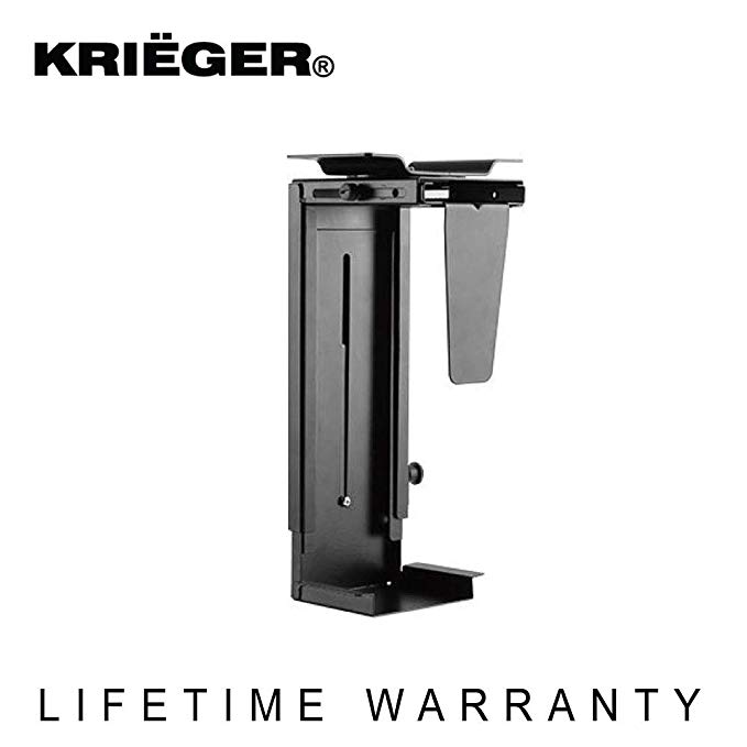 KRIËGER KPC06 360° Swivel Adjustable Under Desk or Wall Desktop PC Mount. Computer Tower Desk Mount- Black