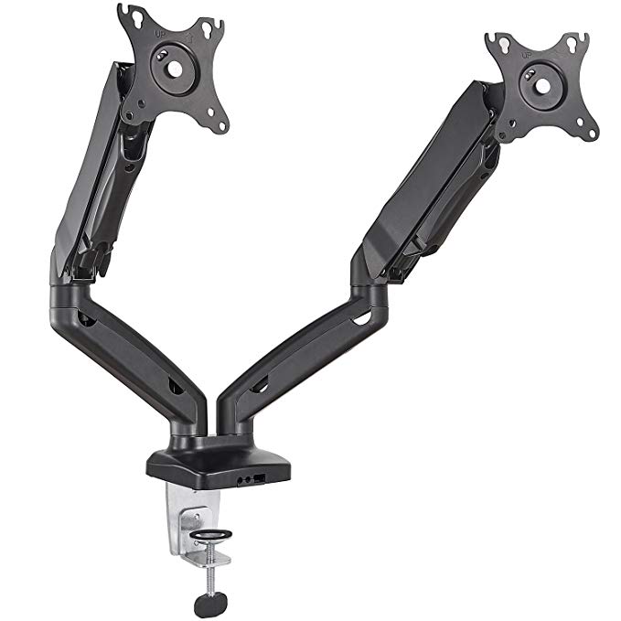 Dual Monitor Stand Mount - Cubiker Height Adjustable Gas Spring Monitor Desk Mount Full Motion Swivel Fits 2 Computer Screens 13