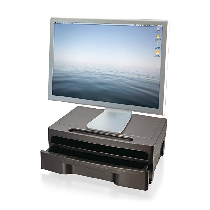 Officemate 2200 Series Executive Monitor Stand with Drawer, Black (22502)