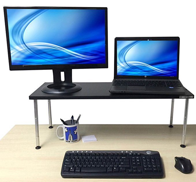 Stand Steady TITAN Monitor Stand -CRAZY Big & Tall! - Holds 2 Monitors & Height Adjustable 2-12 inches! (XL)