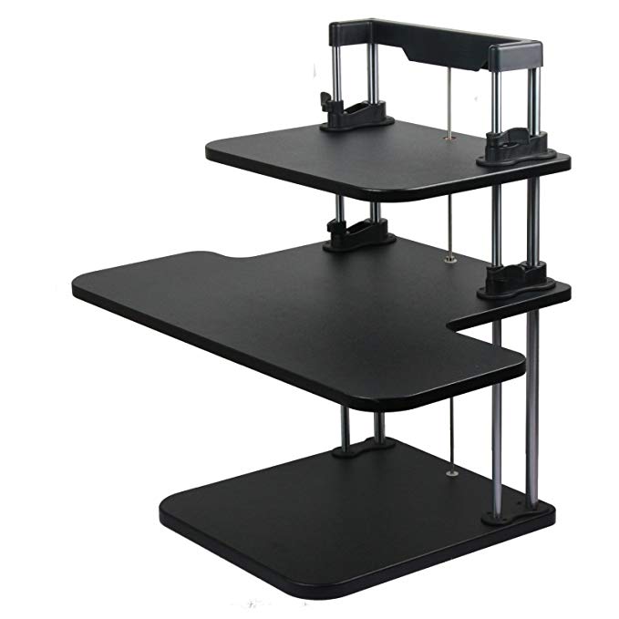 SimLife Ergonomic Height Adjustable Sit/Stand Desk with Special Color Easy Assembly and Elevating for Computer Monitor & Laptop (Regular-3L, Black)