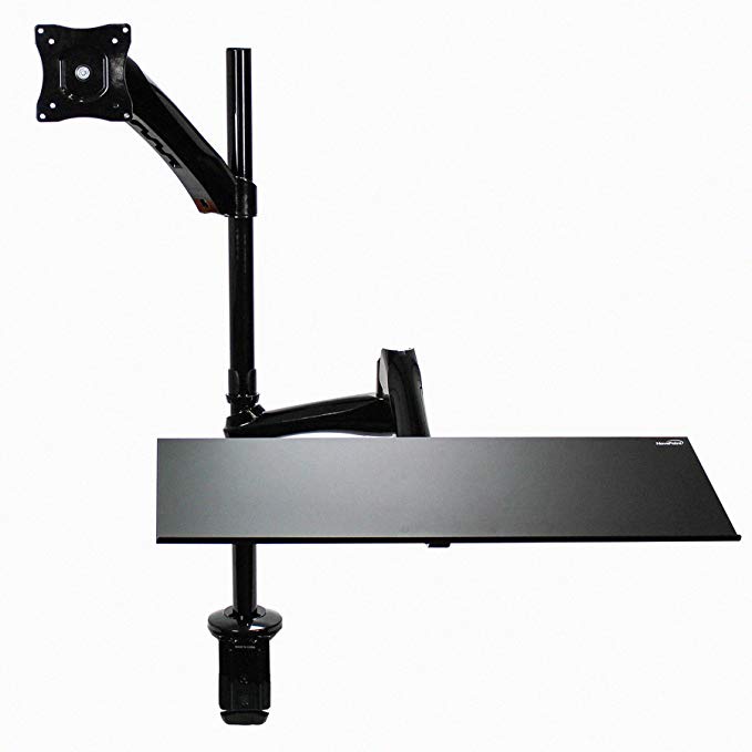 NavePoint Single Fully Adjustable 1 Monitor Keyboard Stand C-Clamp Sit Stand Desk Mount