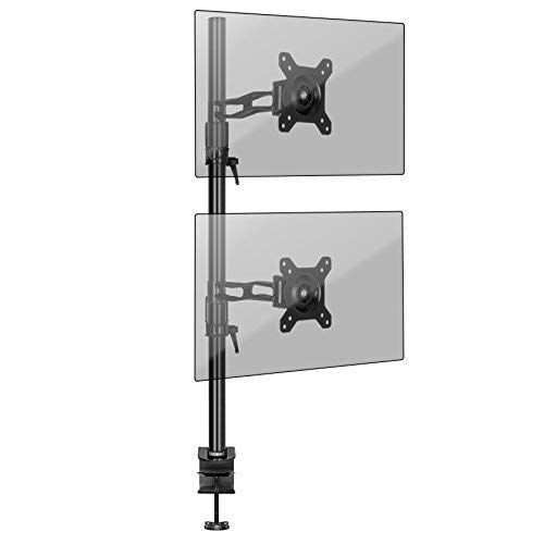 Duronic DM35V2X2 Extended Double Twin LCD LED Vertical Desk Mount Arm Monitor Stand Bracket with Tilt and Swivel (Tilt ±15°|Swivel 180°|Rotate 360°) - 10 Year Warranty