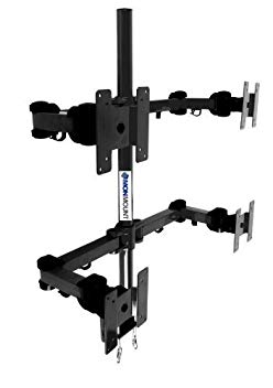 MonMount Quad LCD Monitor Stand Desk Clamp Holds Upto 4 27-Inch LCD Monitors, Black (LCD-2020B)