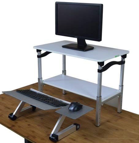Uncaged Ergonomics LIFT Standing Desk Conversion Kit. Tall, Portable, Affordable Ergonomic Adjustable Height Sit to Stand Up Converter/Riser. Negative Tilt Keyboard Tray