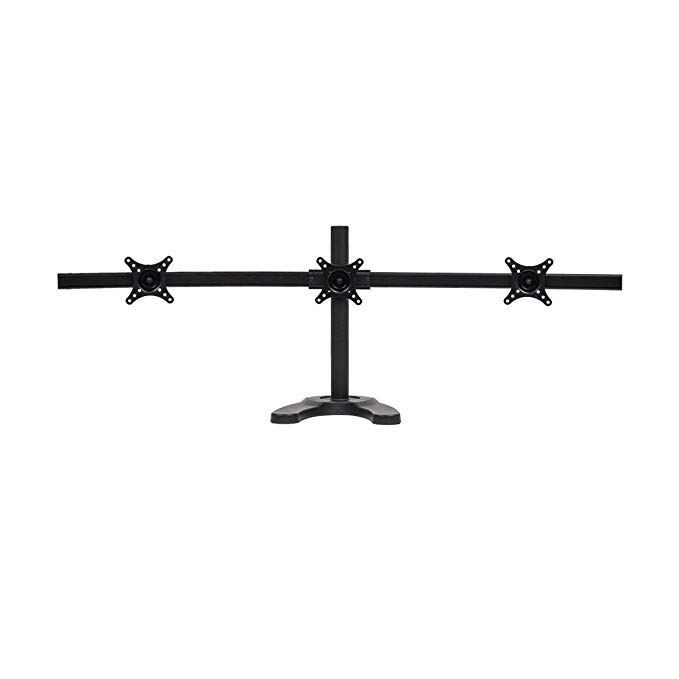 NavePoint Triple LCD Curved Monitor Mount Stand Free Standing With Adjustable Tilt Holds 3 Monitors Up To 24-Inches Black