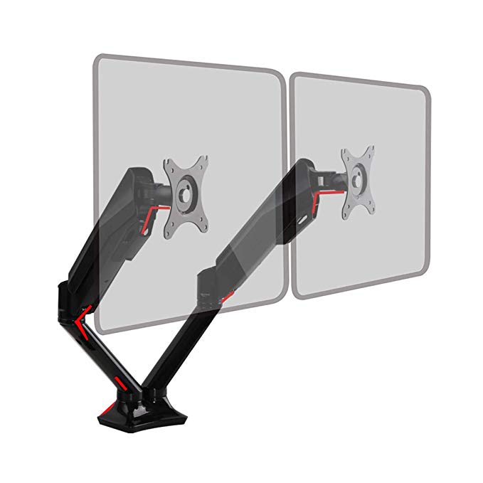 FlexiSpot F6AD Dual Monitor Mount, Gas Spring Desk Stands for Two 10