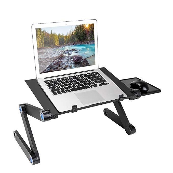 HOBFU Laptop Desk, Portable and Adjustable Laptop Computer Table/Stand with Ventilation Holes and Mouse Pad in Bed/Couch/Sofa/Office/Carpet/Meadow