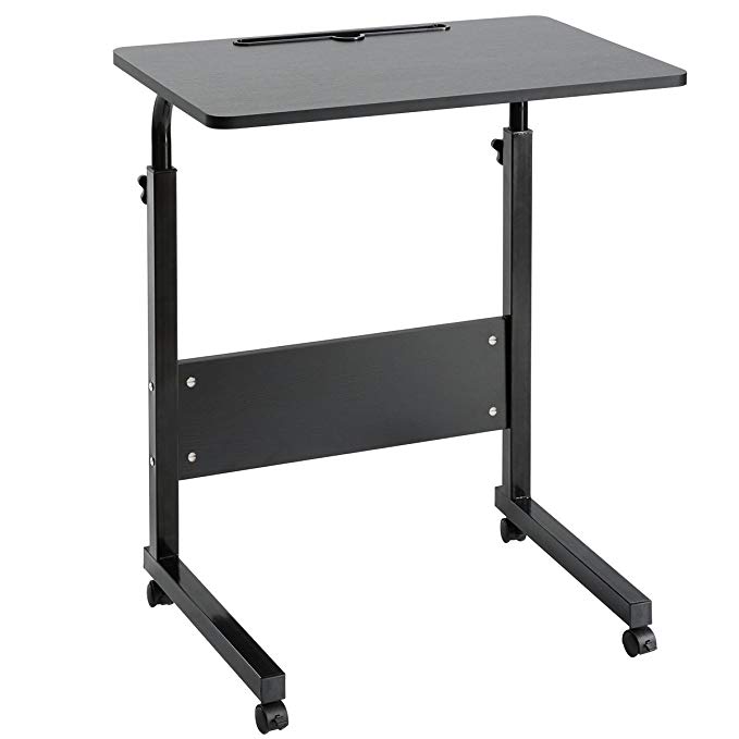 DOEWORKS Bedside Computer Table, Adjustable Laptop Stand Portable Cart Tray Side Table, Black