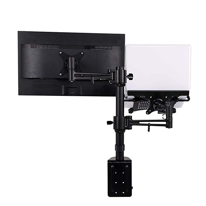 Loctek 2 in 1 Dual Monitor Arm Desk Laptop Mount Aluminum Stands Fits Most 10-27 inches LCD and 10.1-17.3 inches Laptop D2DL Notebook Holder