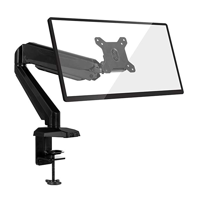DEVAISE Swivel Desk Monitor Mount, Height Adjustable Gas Spring Monitor Arm (Single Monitor, Black)