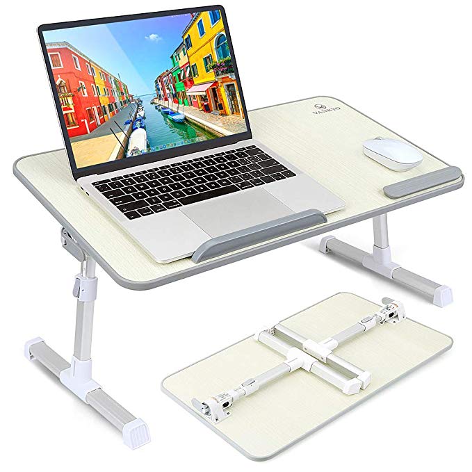 VANKYO Foldable Laptop Standing Desk, Portable Laptop Table - Height and Angle Adjustable Notebook Stand, Breakfast and Bed Tray Table, Folding Lap Holder for Adults