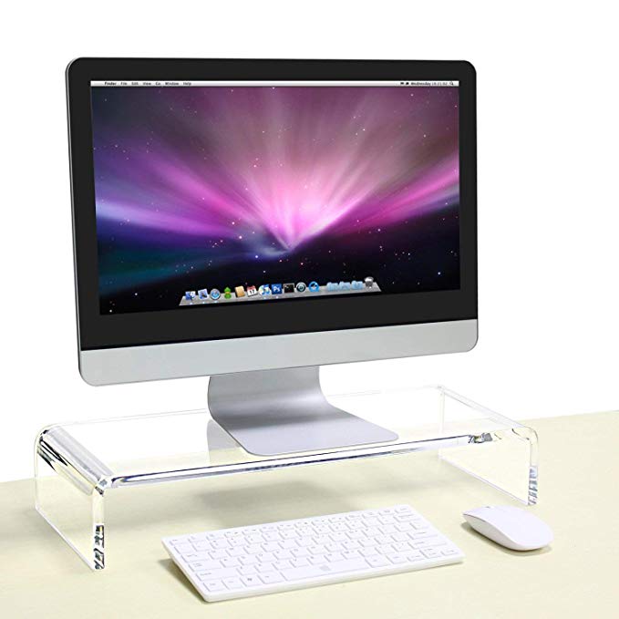 Niubee (Set of 2) Heavy Duty Acrylic Monitor Riser Stand, Clear Plastic Computer Stand for Home Office Shop, Desktop Riser Stand for Computer Laptop Printer TV Screen Keyboata