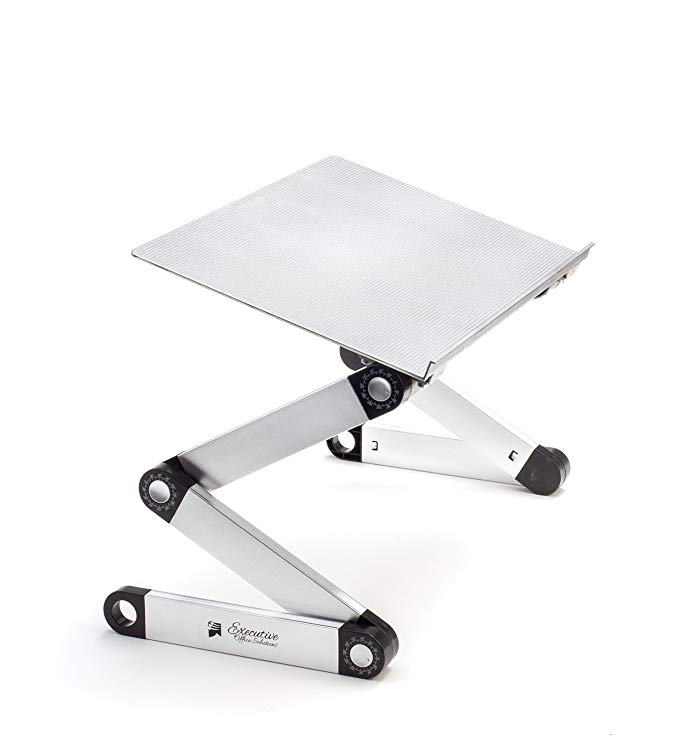 Portable Adjustable Aluminum Laptop Stand/Desk/Table Notebook MacBook Ergonomic TV Bed Lap Tray Stand Up Sitting - Silver