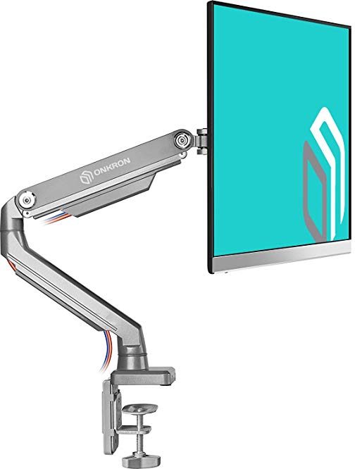 ONKRON Desk Mount Full Motion Arm for Computer Monitors 23 to 32-Inch LED LCD up to 17.6 lbs Silver (MS80)