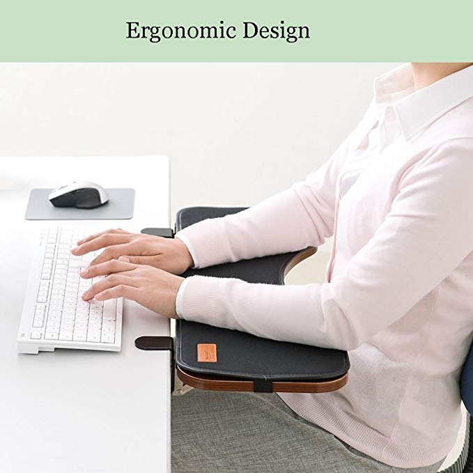 FUZADEL Ergonomics Desk Extender Under Desk Keyboard Tray Clamp On & Mouse Pad, Adjustable Height & Angle Ergonomic Standing Computer Keyboard Stand