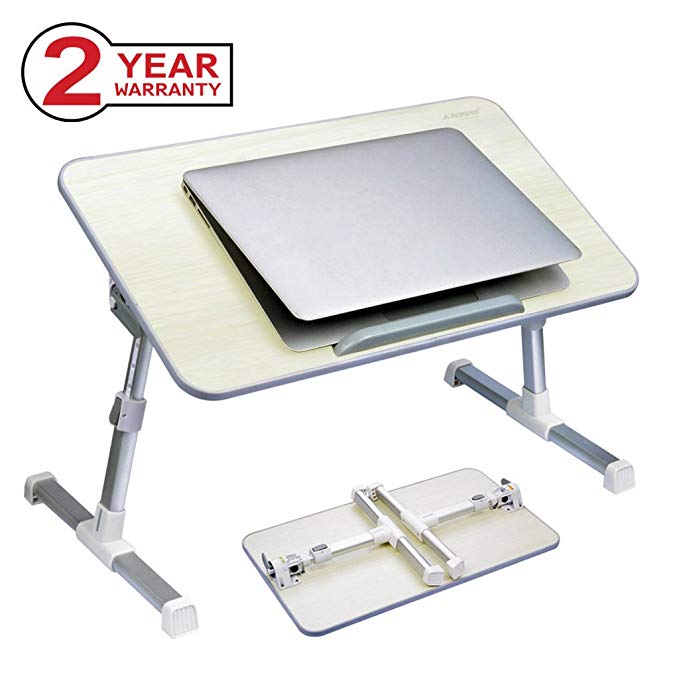 Avantree Adjustable Laptop Table, Portable Standing Bed Desk, Foldable Sofa Breakfast Tray, Notebook Stand Reading Holder for Couch Floor - Minitable Honeydew