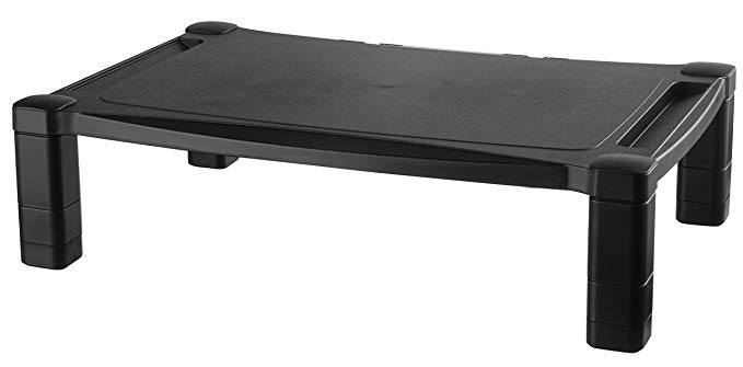Kantek Extra Wide Height-Adjustable Monitor/Laptop Stand, 20 X 13 X 3 to 6-1/2 Inches, Black (MS500)