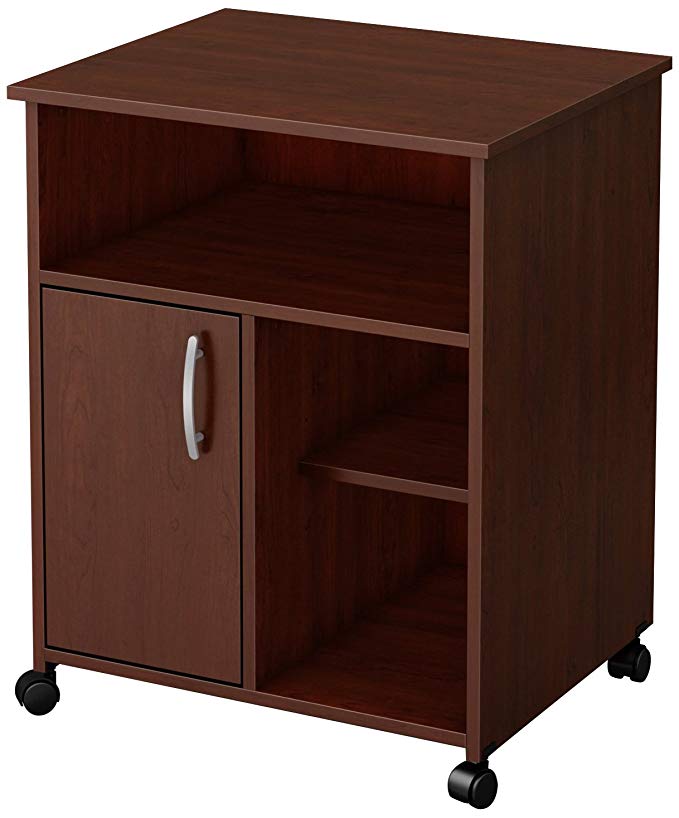 South Shore 1-Door Printer Stand with Storage on Wheels, Royal Cherry