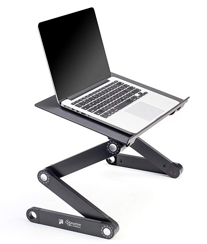 Executive Office Solutions Portable Adjustable Aluminum Laptop Stand/Desk/Table Notebook MacBook Ergonomic TV Bed Lap Tray Stand Up Sitting - Black