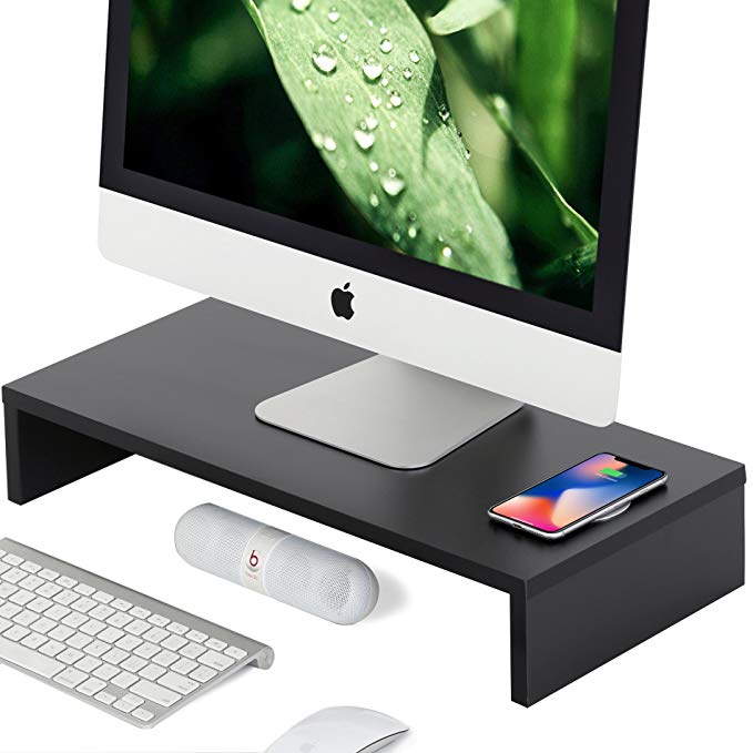 FITUEYES Computer Monitor Riser with Wireless Charger with Keyboard Storage Space,DT105402WB