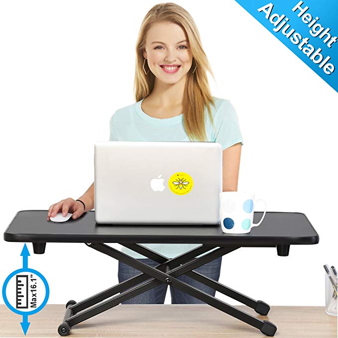 FITUEYES Standing Desk Converter Height Adjustable Desktop Workstation Monitor Stand Riser for Dual Monitor Sit to Stand in Seconds SD108001MB