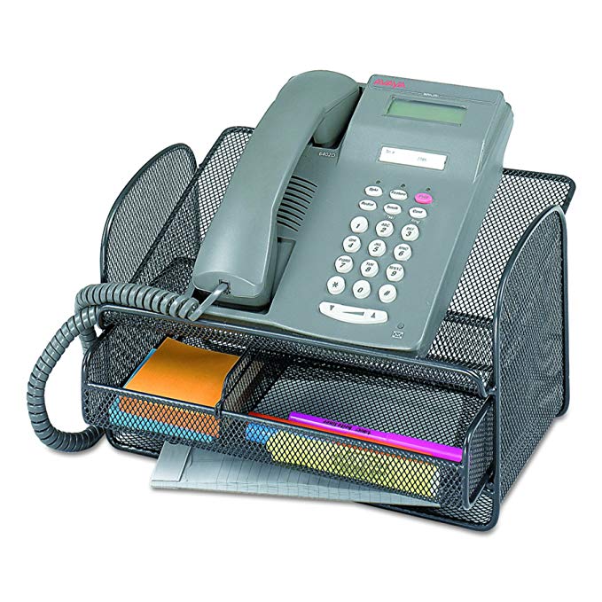 Safco 2160BL Onyx Angled Mesh Steel Telephone Stand, 11 3/4 x 9 1/4 x 7, Black