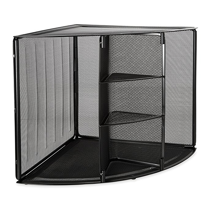 Rolodex Mesh Collection Corner Desktop Shelf Black (62630)