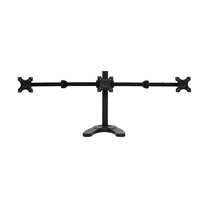 NavePoint Triple LCD Monitor Desk Stand/Mount Free Standing Adjustable 3 Screens upto 24-Inches Black