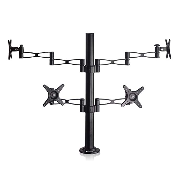 Vemount Quad Monitor Mount Computer Desk Mount Stand Fully Adjustable Fits 4 14 to 27