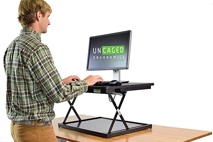 CHANGEdesk Mini Affordable Adjustable Height Laptop/Desktop Standing Desk Conversion. Compact Ergonomic sit to Stand Desktop Computer Riser Converter