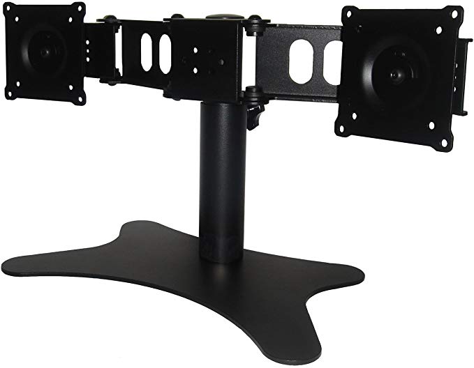 DoubleSight Dual Monitor Flex Stand Fully Adjustable Height Tilt Pivot Free Standing, VESA 75mm/100mm, up to 19