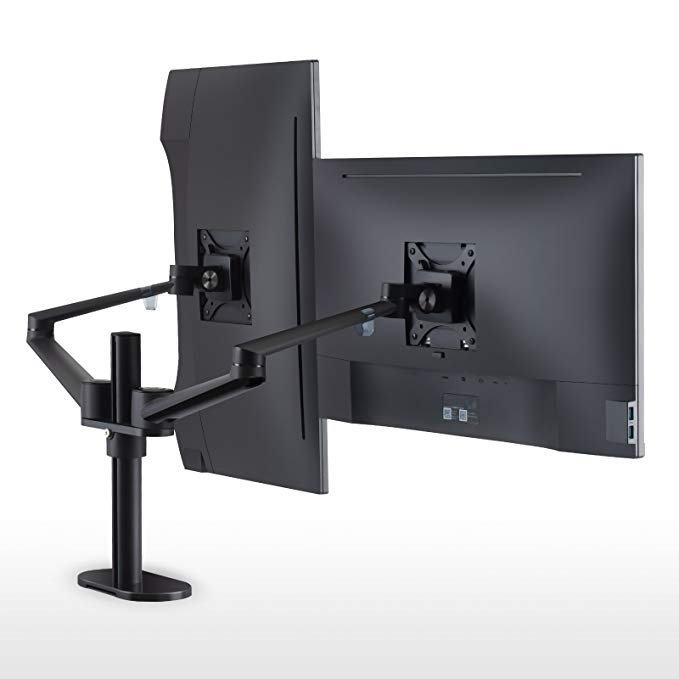 UPERGO Dual Monitor Desk Mount Stand,Full Motion Monitor Mounting for 17-32inches 2 Screens, Swivel Computer Monitor Mount Arm with C-Clamp, 17.6lbs Capacity Per Arm,Black(OL-2)