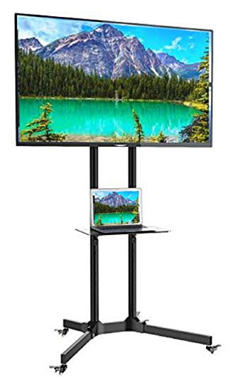 EZM Mobile TV Cart Rolling Stand for LCD LED Plasma Flat Panel with Shelf Fits 32