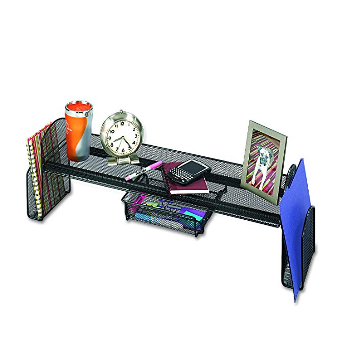 Safco Products Onyx Mesh Off-Surface Desk Organizer 3604BL, Black Powder Coat Finish, Durable Steel Mesh Construction